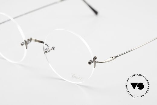 Lunor Classic Round AS Steve Jobs Brille Antik Silber, die Lunor Demogläser können beliebig getauscht werden, Passend für Herren und Damen