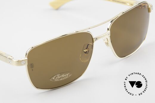 Cartier Santos De Cartier Holzbrille Pilot Polarized, ungetragenes Original + Cartier Etui & Verpackung, Passend für Herren