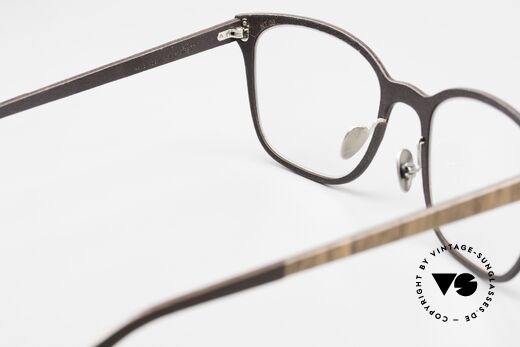 Lucas de Stael Nemus Thin 09 Luxus Brille Holz & Leder, Color Code "06" = Walnut + Dark Brown Cow Leather, Passend für Herren und Damen