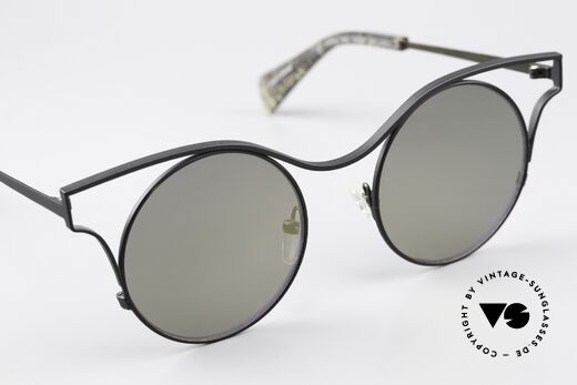 Yohji Yamamoto YY7014 Extravagante Sonnenbrille, leicht GOLD-verspiegelte Sonnengläser (100% UV), Passend für Damen