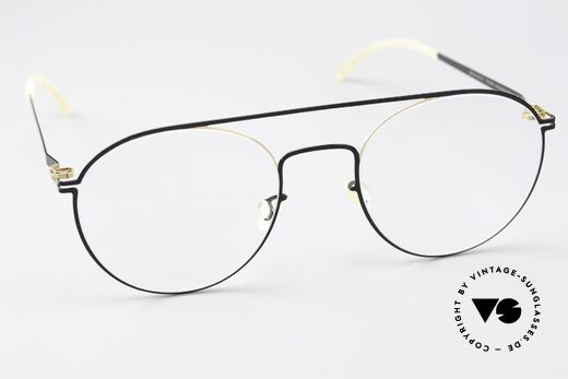 Mykita Minttu Unisex Brille Gold Jetblack, genial flexible Brillenfassung: eine Größe passt allen, Passend für Herren und Damen