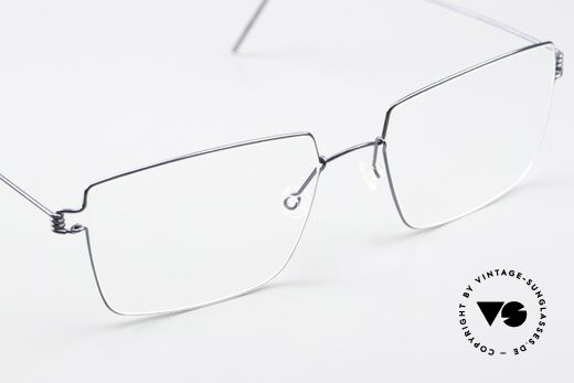 Lindberg Arnold Air Titan Rim Eckige Brille Blau Poliert Men, Titan-Fassung kann natürlich beliebig verglast werden, Passend für Herren