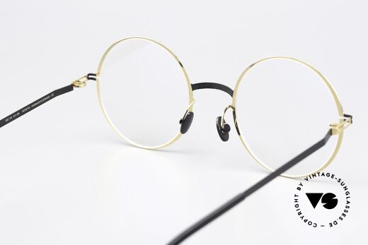 Mykita Vilde Runde Brille Ladies Gold Black, die Fassung ist beliebig verglasbar (optisch / Sonne), Passend für Damen