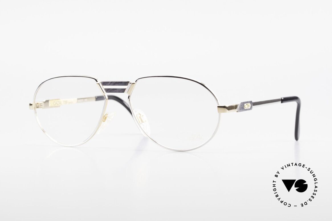 Cazal 739 Goldplattierte Brillenfassung, einzigartige Cazal Herren-Designerbrille von 1989/90, Passend für Herren