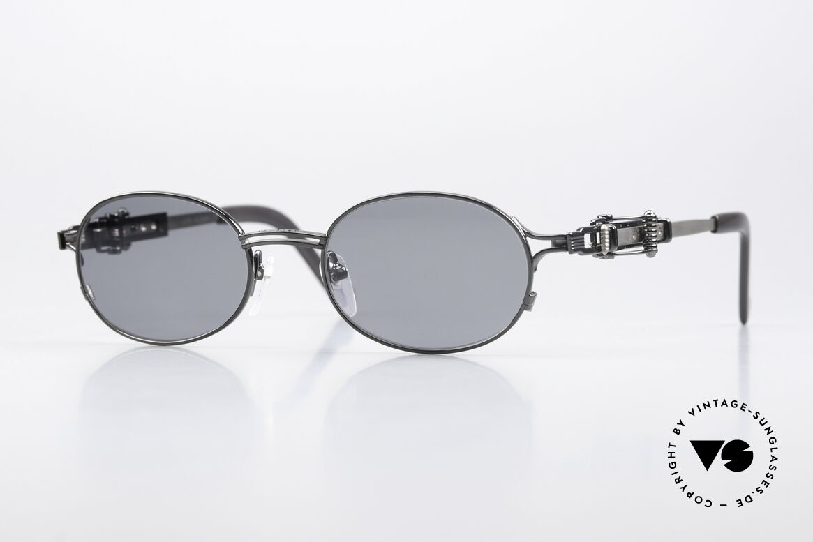 Jean Paul Gaultier 56-0020 Ovale Gürtelschnalle Brille, herausragende Top-Qualität; ovale Titanium-Fassung, Passend für Herren