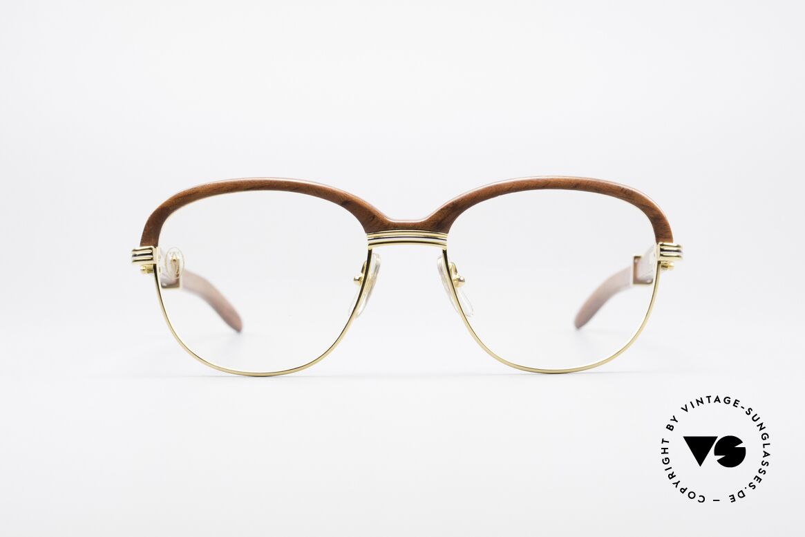 Cartier Malmaison 90er Bubinga Edelholzbrille, außergewöhnliche CARTIER vintage Luxus-Brille, Passend für Herren und Damen