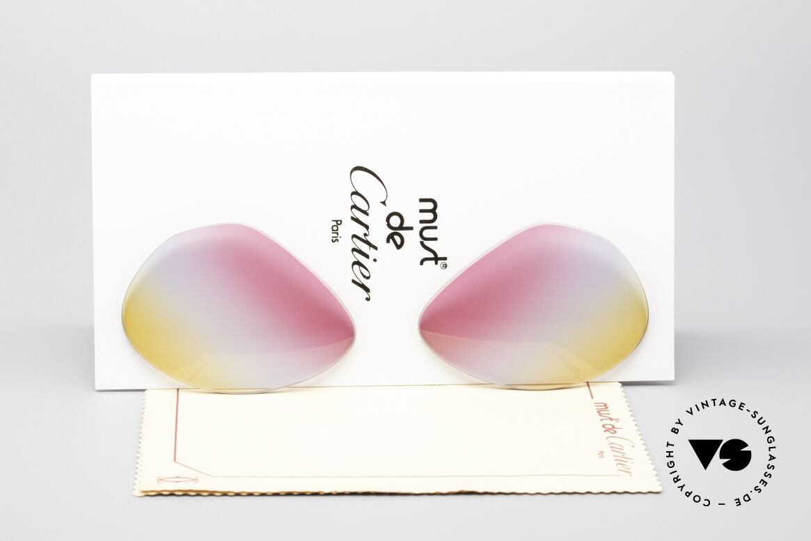 Cartier Vendome Lenses - M Tricolored Sunrise Gläser, Ersatzgläser für Cartier Modell Vendome Medium 59mm, Passend für Herren und Damen