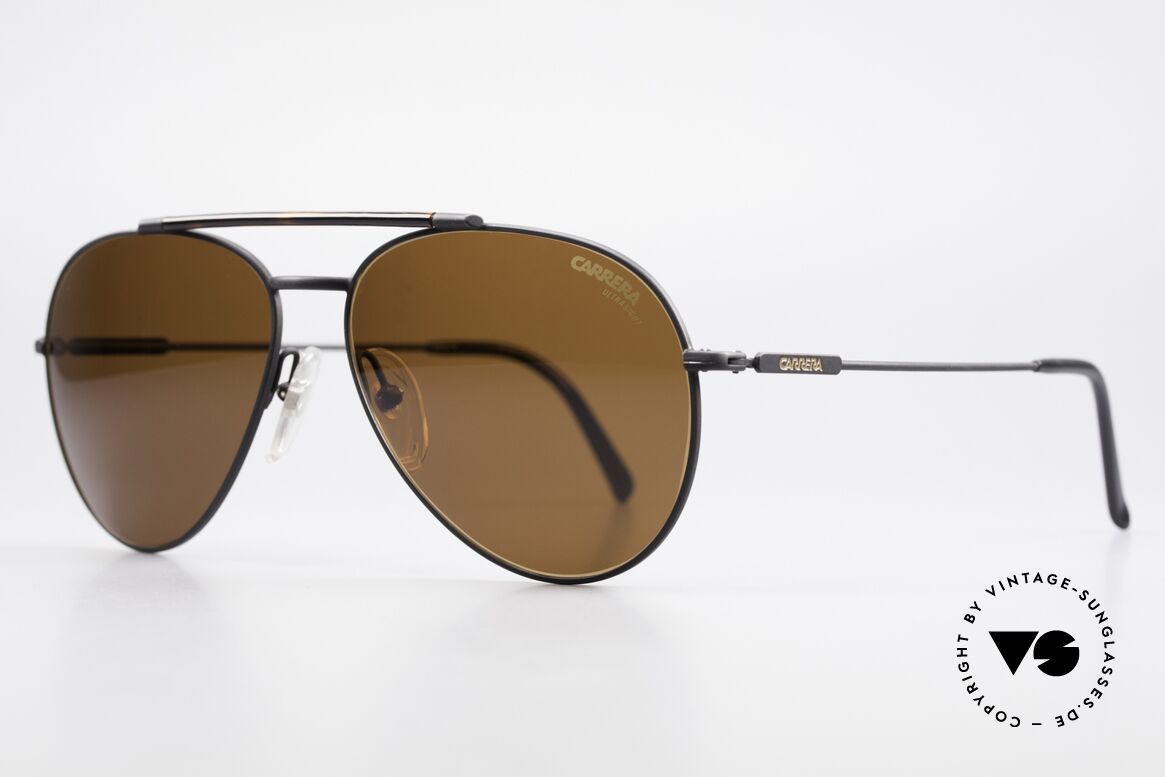 Carrera 5349 Vintage Aviator Sonnenbrille, schwarz mit edlem Oberbalken in Schildpatt-Optik, Passend für Herren