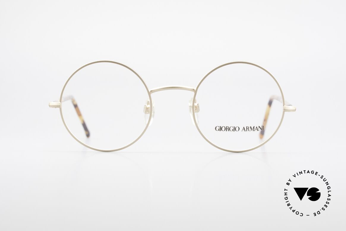 Giorgio Armani 117 80er Brille Zeitlos Rund, gold mattiertes Gestell & Bügel in Schildpattoptik, Passend für Herren und Damen