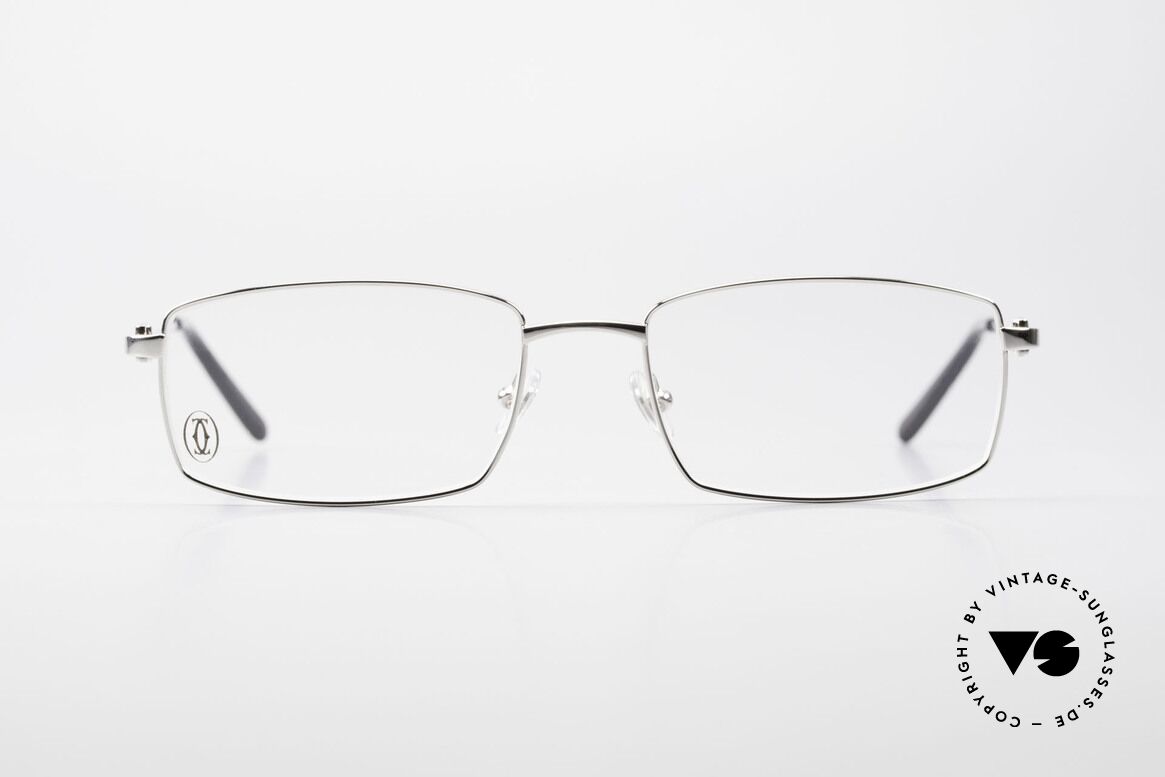 Cartier River - M Eckige Luxus Brille Platin Men, eckige CARTIER Brillenfassung in Größe 56/18, 140, Passend für Herren