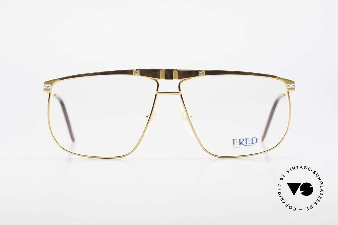 Fred Ocean Luxusbrille Herren Vergoldet, Fred Brille aus den 90ern, Modell Ocean in Gr. 61-12, Passend für Herren