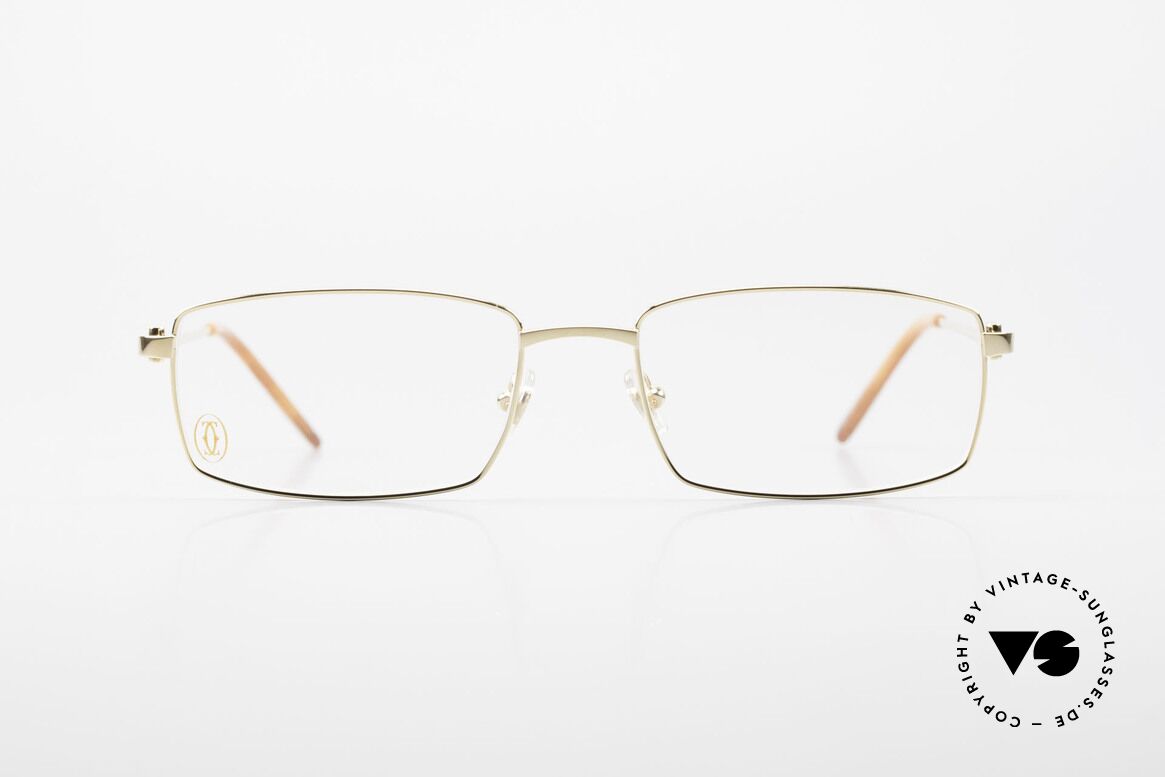 Cartier River - M Goldene Luxus Brille Eckig, eckige Brillenfassung von Cartier, Größe 56/18, 140, Passend für Herren