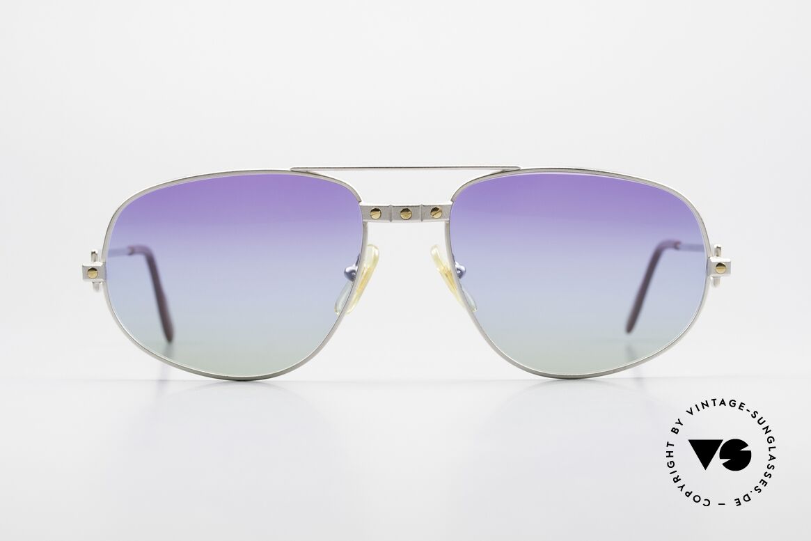 Cartier Romance Santos - L Luxus Sonnenbrille Palladium, exklusive CARTIER Herrenbrille in large Größe 58°18, Passend für Herren