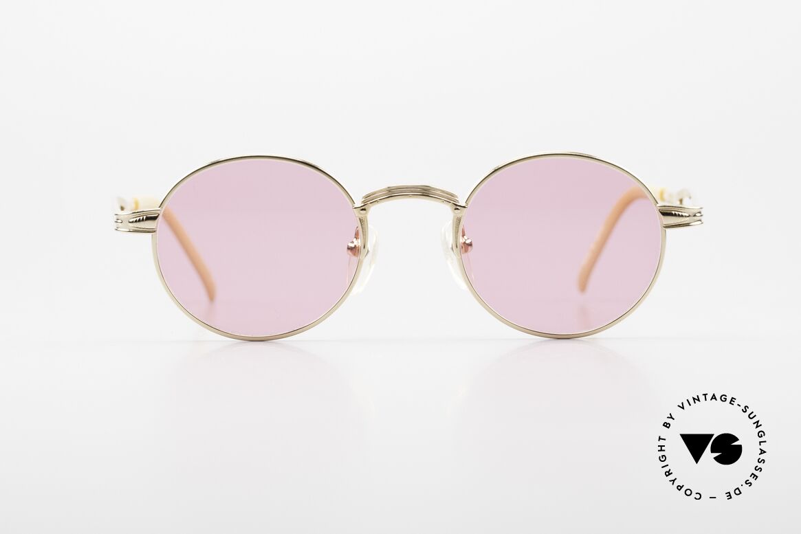 Jean Paul Gaultier 55-7107 Runde Pinke Vergoldete Brille, vergoldete (gold plated) Fassung; Small Größe 44/20, Passend für Herren und Damen