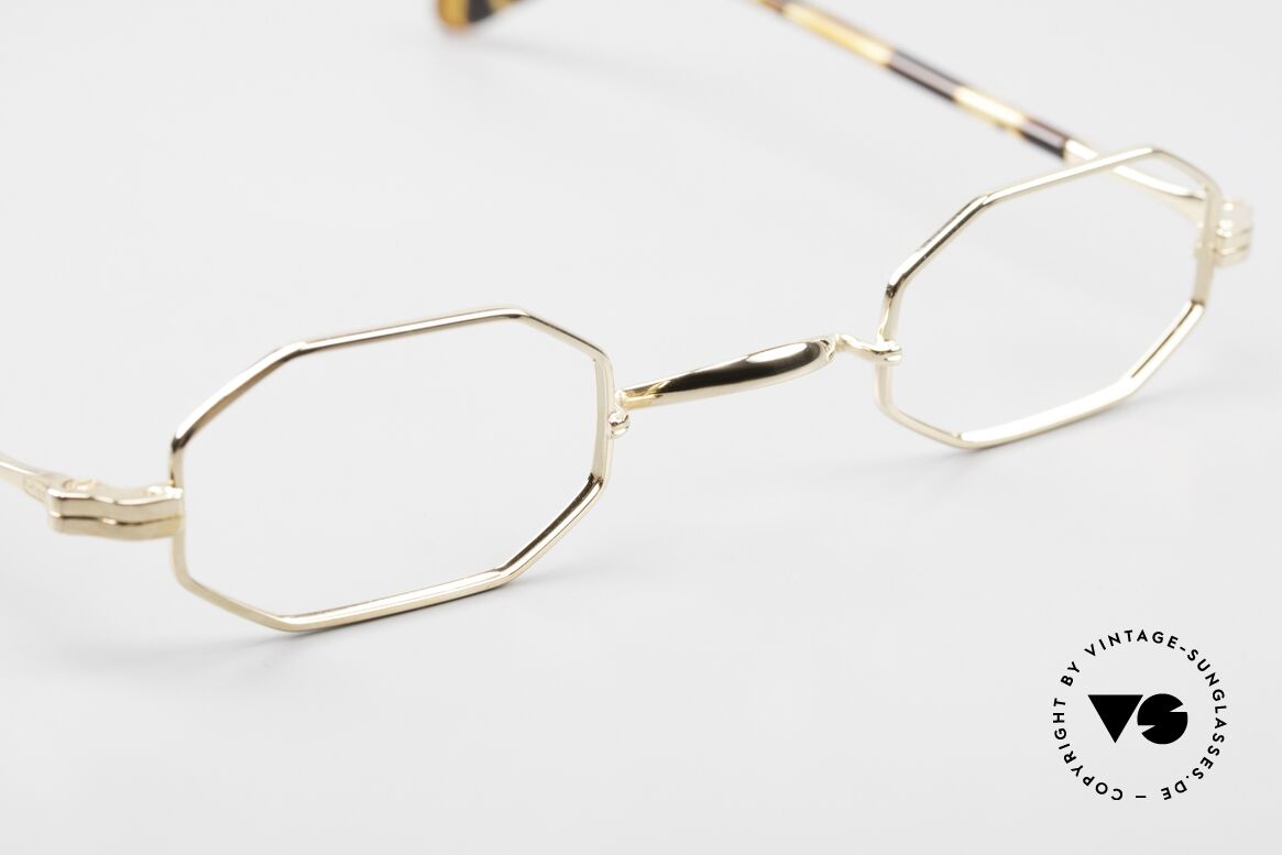 Lunor II A 01 Achteckige Brille Vergoldet, ca. 20 Jahre altes, ungetragenes LUNOR Einzelstück, Passend für Herren und Damen
