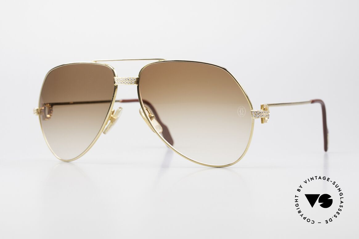Cartier Grand Pavage Juwelen Sonnenbrille 18kt Gold, die richtige vintage Sonnenbrille zu Ihrer Luxus-Uhr, Passend für Herren