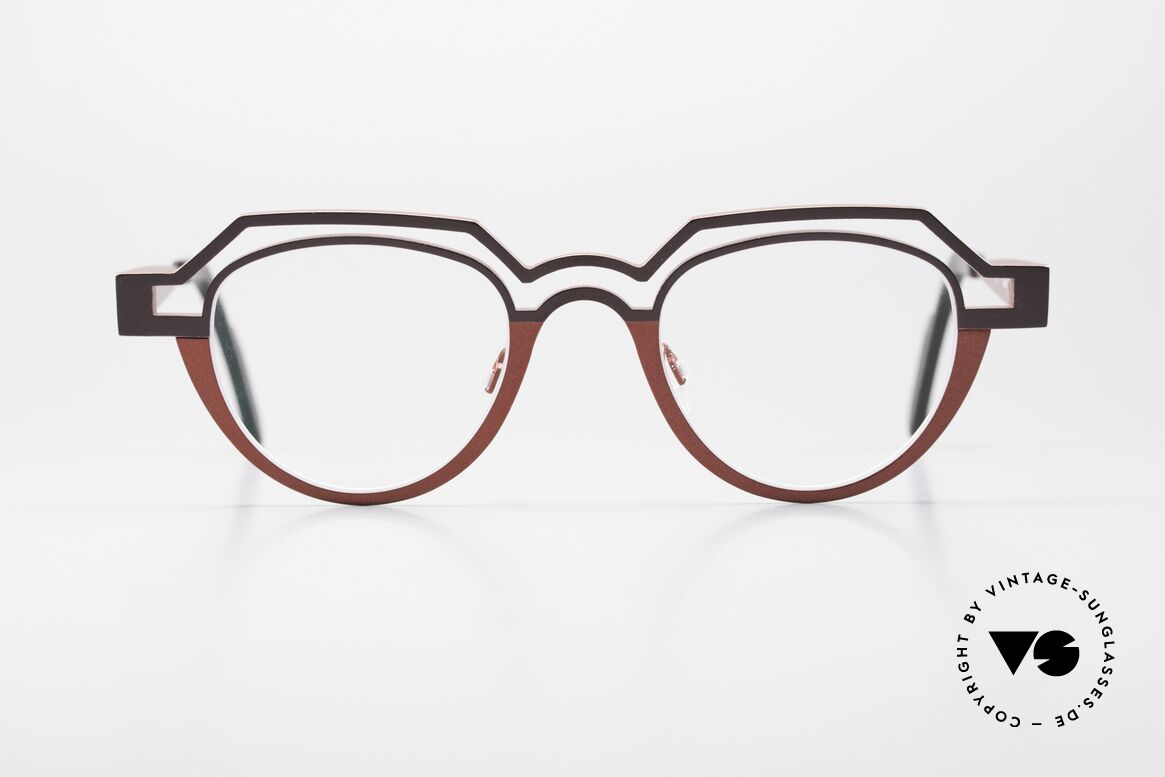 Theo Belgium Percé Designerbrille Panto Titanium, zweifarbiger Rahmen erscheint wie zwei Bögen, Passend für Herren und Damen