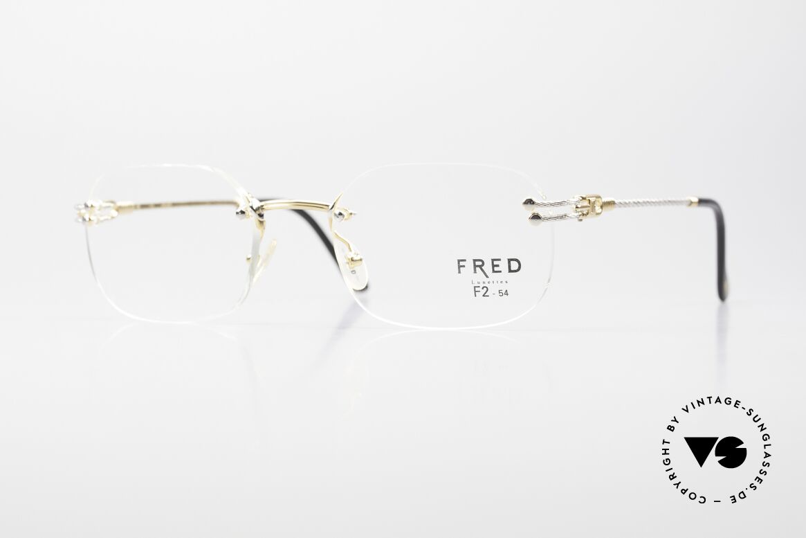 Fred Orcade F2 Eckige Randlos Brille Segler, Fred Brille, Orcade F2, 54-20 mit orig. Demogläsern, Passend für Herren