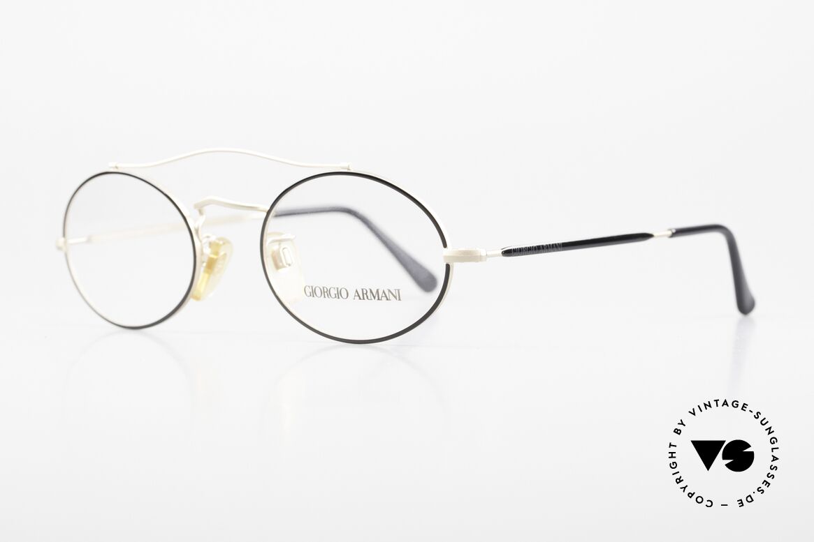 Giorgio Armani 115 90er Designer Brille Fassung, gold-schwarze Metallfassung in Größe 50-21, 140, Passend für Herren und Damen