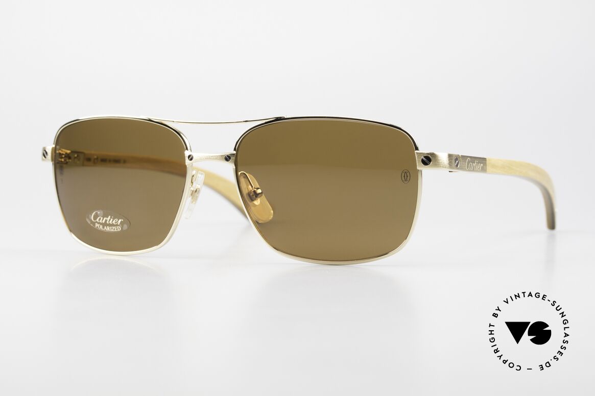 Cartier Santos De Cartier Holzbrille Pilot Polarized, kostbare Santos de Cartier Aviator Sonnenbrille, Passend für Herren