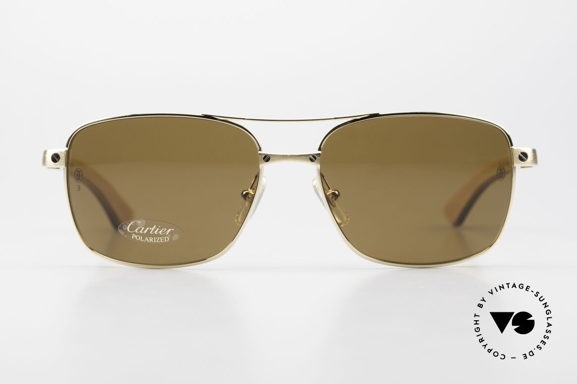 Cartier Santos De Cartier Holzbrille Pilot Polarized, benannt nach dem Flugpionier A. Santos Dumont, Passend für Herren