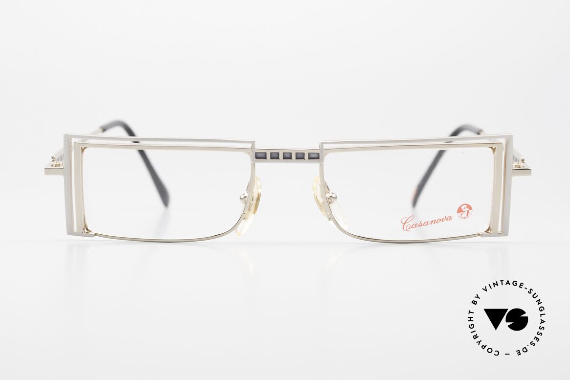 Casanova LC5 Vintage Brille Eckig 80er 90er, interessante 1980er/1990er Brillenfassung aus Italien, Passend für Herren und Damen