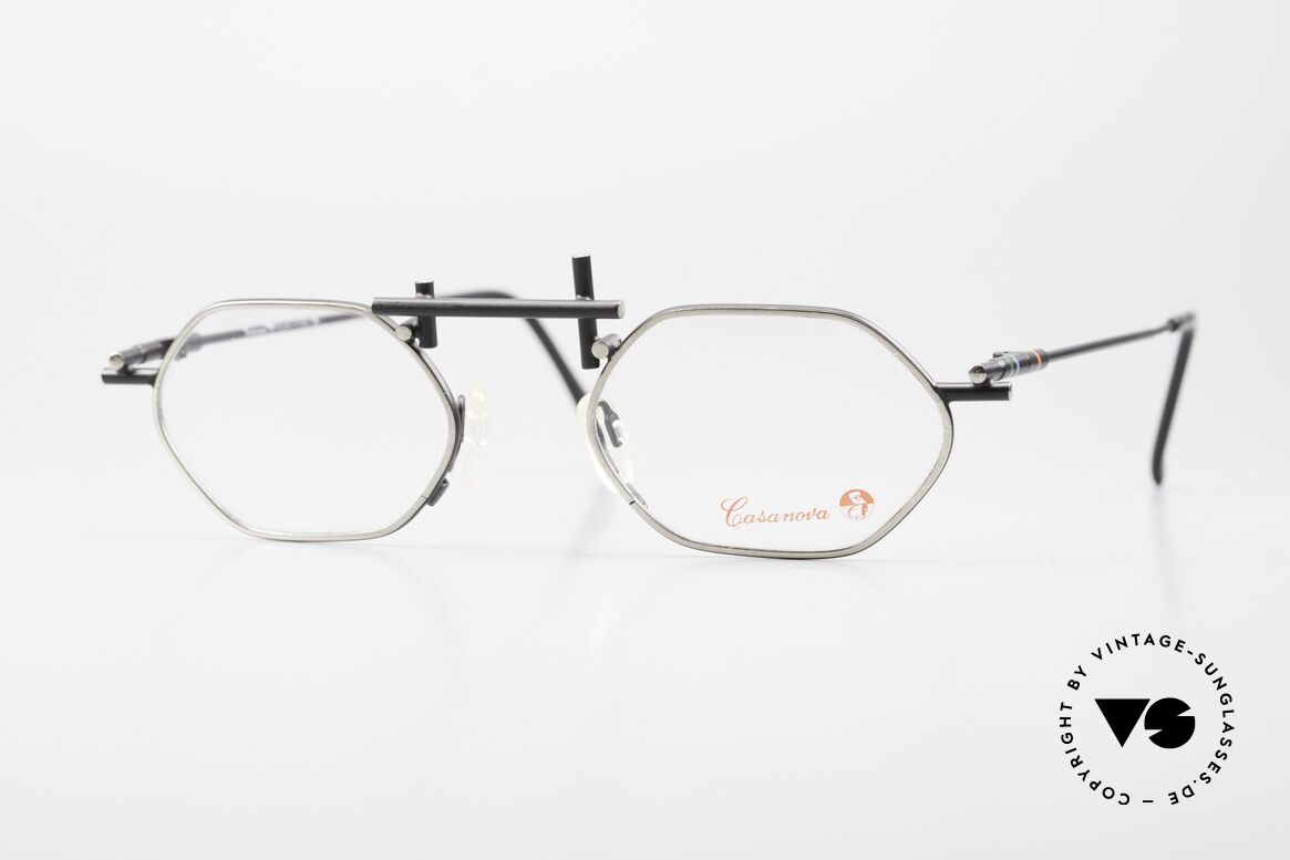 Casanova RVC5 Moderne Kunst Brille 90er, alte Casanova Brille, Modell RVC-5, Gr. 48/20, Col. 02, Passend für Herren und Damen
