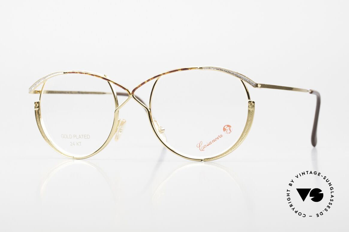 Casanova FC13 24kt Vergoldete Brille Strass, Casanova Brille, Modell FC-13, Größe 51/20, col. 06, Passend für Damen