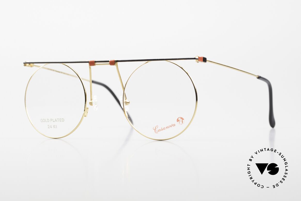 Casanova MTC 7 24kt Vergoldet Kunstbrille, runde 90er Casanova vintage Kunst-Brillenfassung, Passend für Herren und Damen