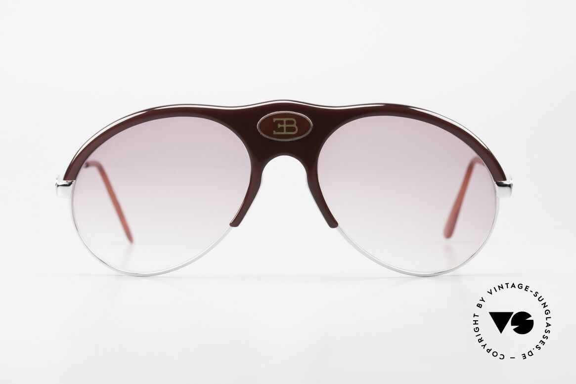 Bugatti 64902 Rare 70er Sonnenbrille Luxus, rhodinierter Rahmen mit burgunderroter Front!, Passend für Herren