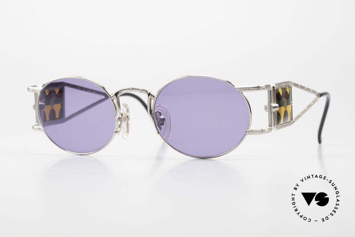 Jean Paul Gaultier 56-4672 Kunstvolle Sonnenbrille Oval, Gaultier Sonnenbrille mit Glasmalerei / Mosaik, Passend für Herren und Damen