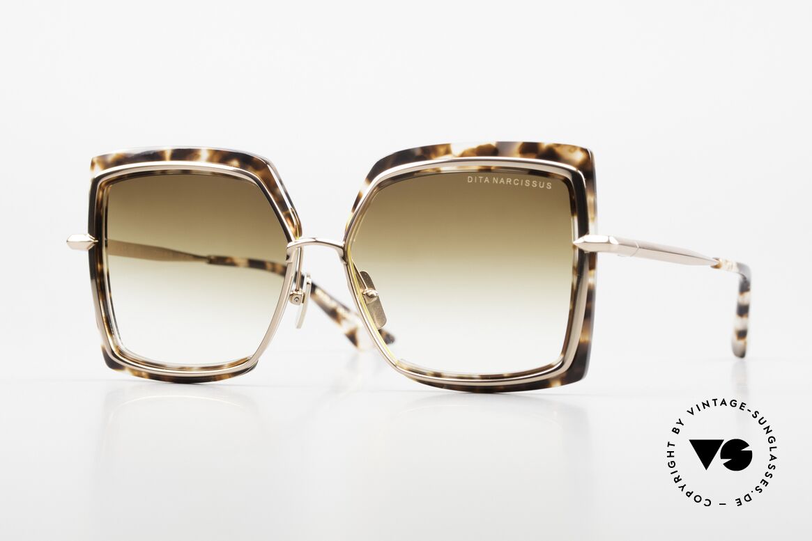 DITA Narcissus Eckige Damensonnenbrille, DITA Narcissus, DTS503-58-02, schildpatt/rosé-gold, Passend für Damen