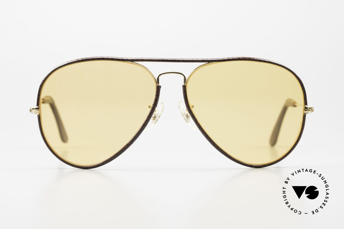 Ray Ban Large Metal II Leathers Changeable USA, seltene Special Edition mit Teil-Leder; made in U.S.A., Passend für Herren