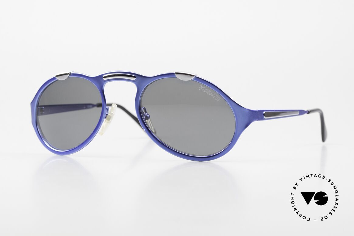 Bugatti 13168 Limited Alte Sammler Sonnenbrille, elegante Bugatti vintage Sonnenbrille in blau-metallic, Passend für Herren