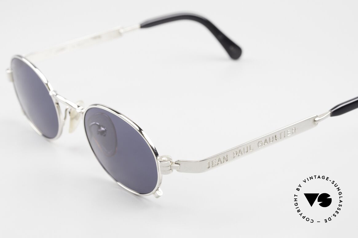 Jean Paul Gaultier 56-1173 Made in Japan Brille Von 1996, blau-graue orig. Sonnengläser mit 100% UV Protection, Passend für Herren