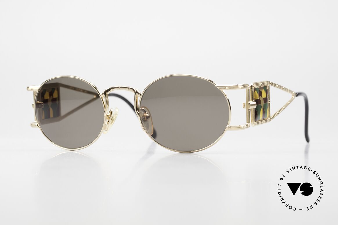 Jean Paul Gaultier 56-4672 Kunstvolle Sonnenbrille Oval, Gaultier Sonnenbrille mit Glasmalerei / Mosaik, Passend für Herren und Damen