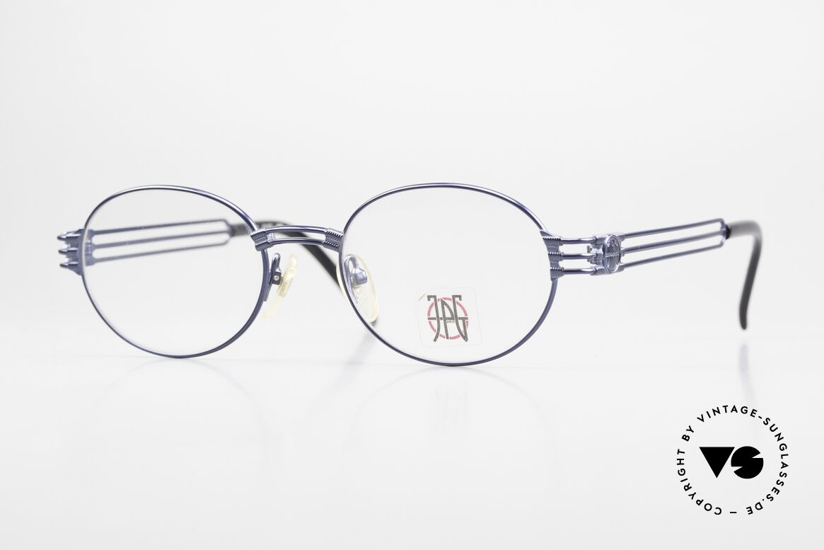 Jean Paul Gaultier 57-5107 90er Brille Blau Metallic, ausdrucksstarke vintage Brille von J.P. GAULTIER, Passend für Herren und Damen