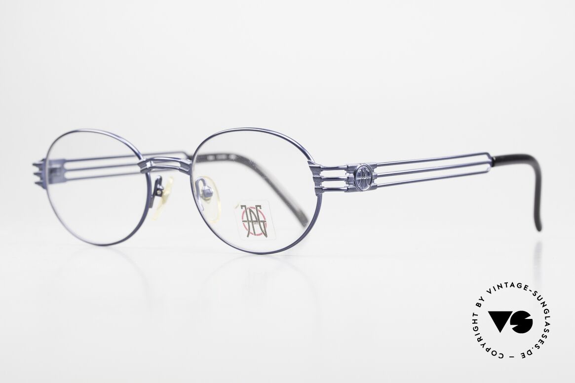Jean Paul Gaultier 57-5107 90er Brille Blau Metallic, stabiler Halt und sehr überzeugender Tragekomfort, Passend für Herren und Damen