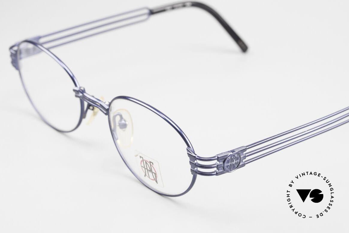 Jean Paul Gaultier 57-5107 90er Brille Blau Metallic, ORIGINAL VINTAGE & KEINE Retro-Brillenfassung, Passend für Herren und Damen