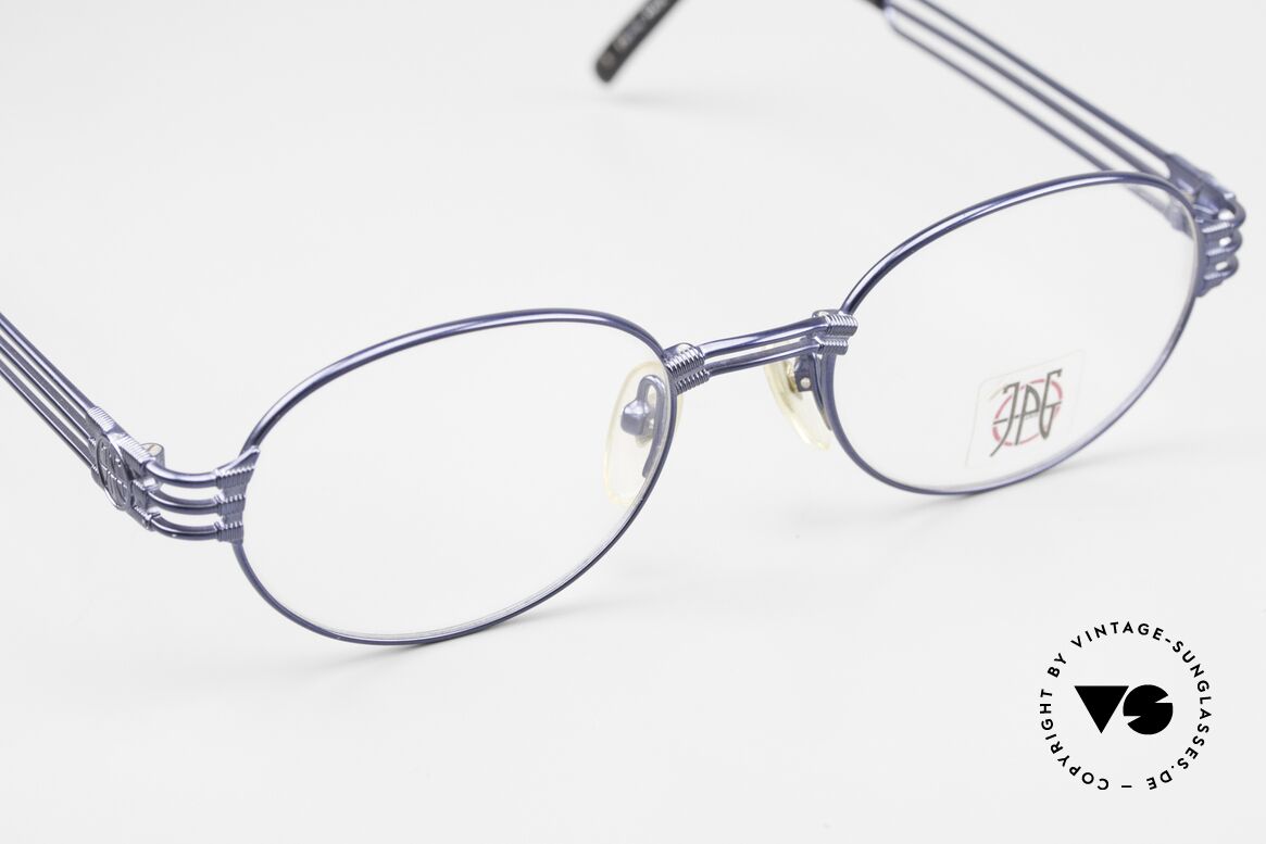 Jean Paul Gaultier 57-5107 90er Brille Blau Metallic, ungetragen (wie alle unsere 90er Gaultier Brillen), Passend für Herren und Damen