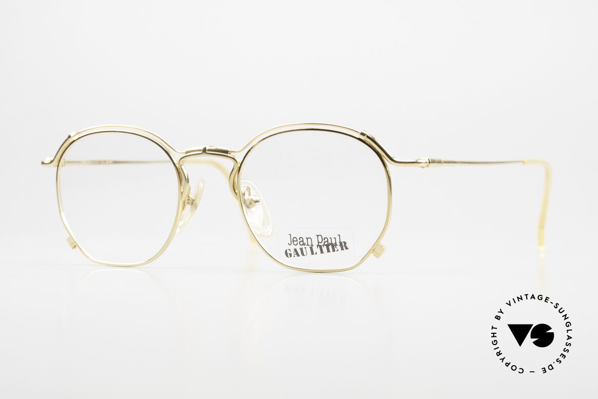 Jean Paul Gaultier 55-2171 Vergoldete Designerbrille, edle 90er vintage Jean Paul GAULTIER Brille, Gr. 48/20, Passend für Herren und Damen