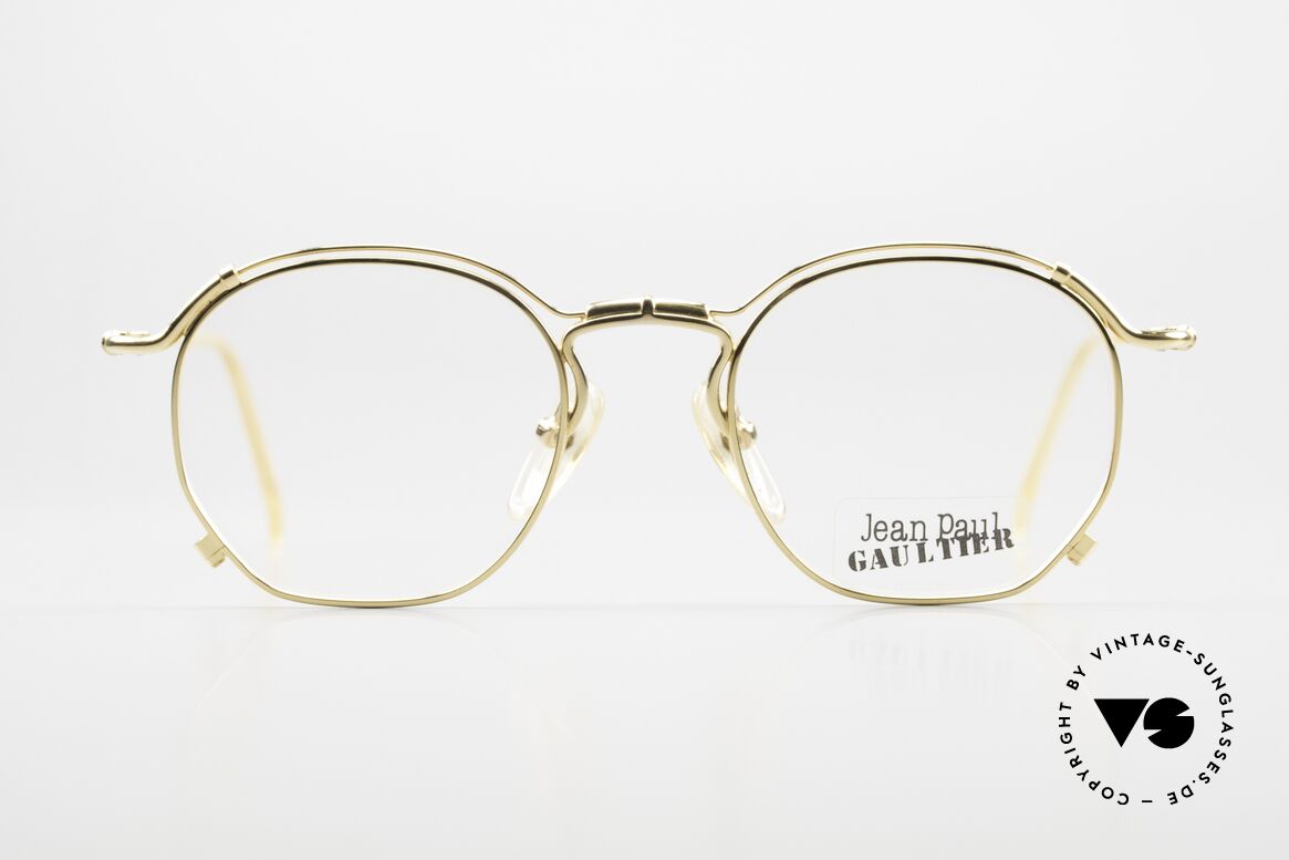 Jean Paul Gaultier 55-2171 Vergoldete Designerbrille, sehr leichtes Gestell mit vielen kleinen Design-Details, Passend für Herren und Damen