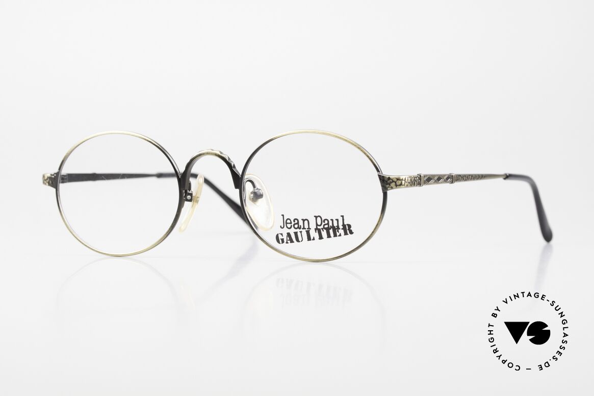 Jean Paul Gaultier 55-9672 Rare Ovale 90er JPG Fassung, ovale Jean Paul Gaultier Designer-Brillenfasssung, Passend für Herren und Damen