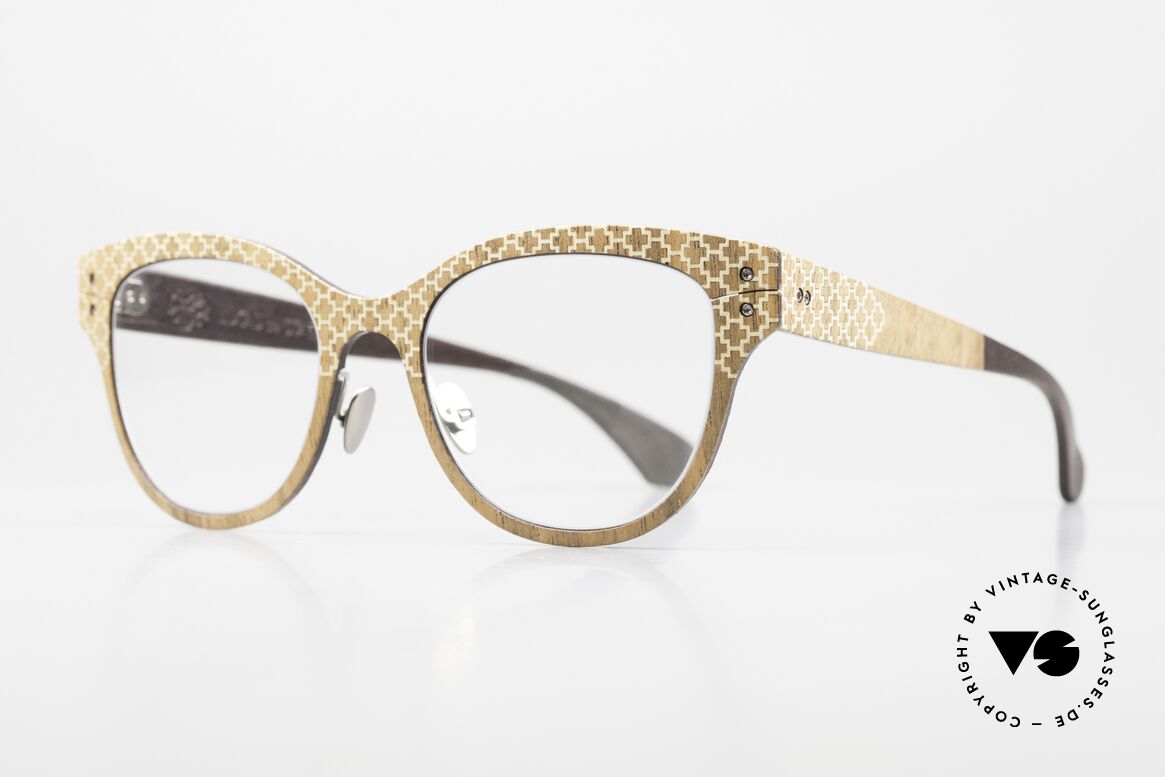 Lucas de Stael Nemus 01 Holz Leder Damenbrille, Luxusmodell mit Leder-Überzug (Connoisseur-Brille), Passend für Damen