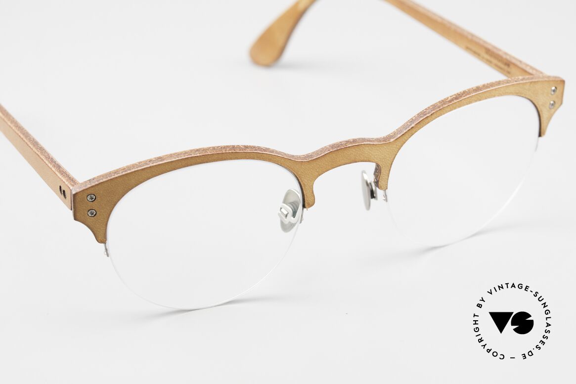 Lucas de Stael Minotaure Thin 11 Lederüberzogene Unisexbrille, ungetragen von 2017; Lieferung in einem de Staël Etui, Passend für Herren und Damen
