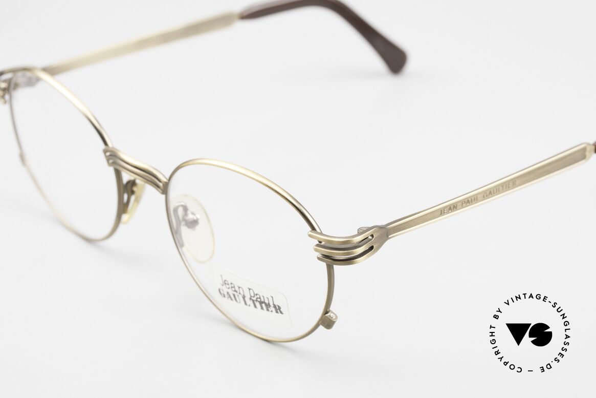 Jean Paul Gaultier 55-3174 Designer Vintage Brille 90er, Lackierung in antik-gold oder "burnt gold", Größe 50-19, Passend für Herren und Damen