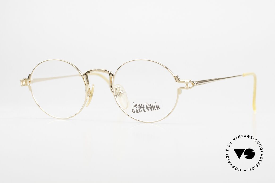 Jean Paul Gaultier 55-3171 Runde 90er Brille Vergoldet, runde 90er Jean Paul Gaultier vintage Designerbrille, Passend für Herren und Damen