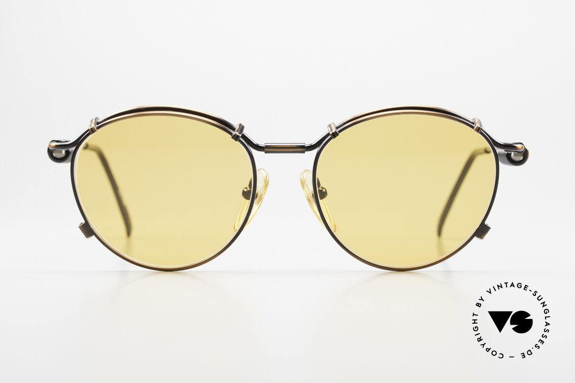 Jean Paul Gaultier 56-9174 Vintage Brille Antik Kupfer, typisches mechanisches J.P.G. Industrial-Design, Passend für Herren und Damen