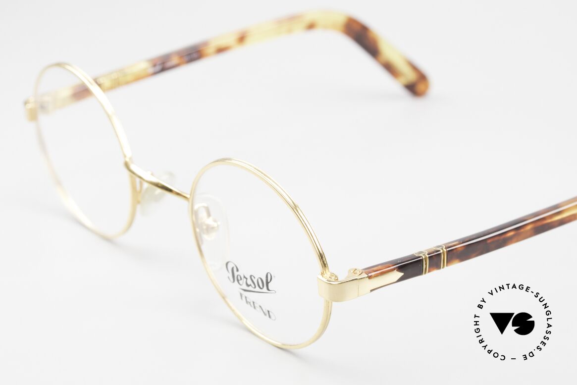 Persol Jabez Runde 90er Vintage Brille, vergoldete Rahmenfront in Größe 45-23, Passend für Herren und Damen