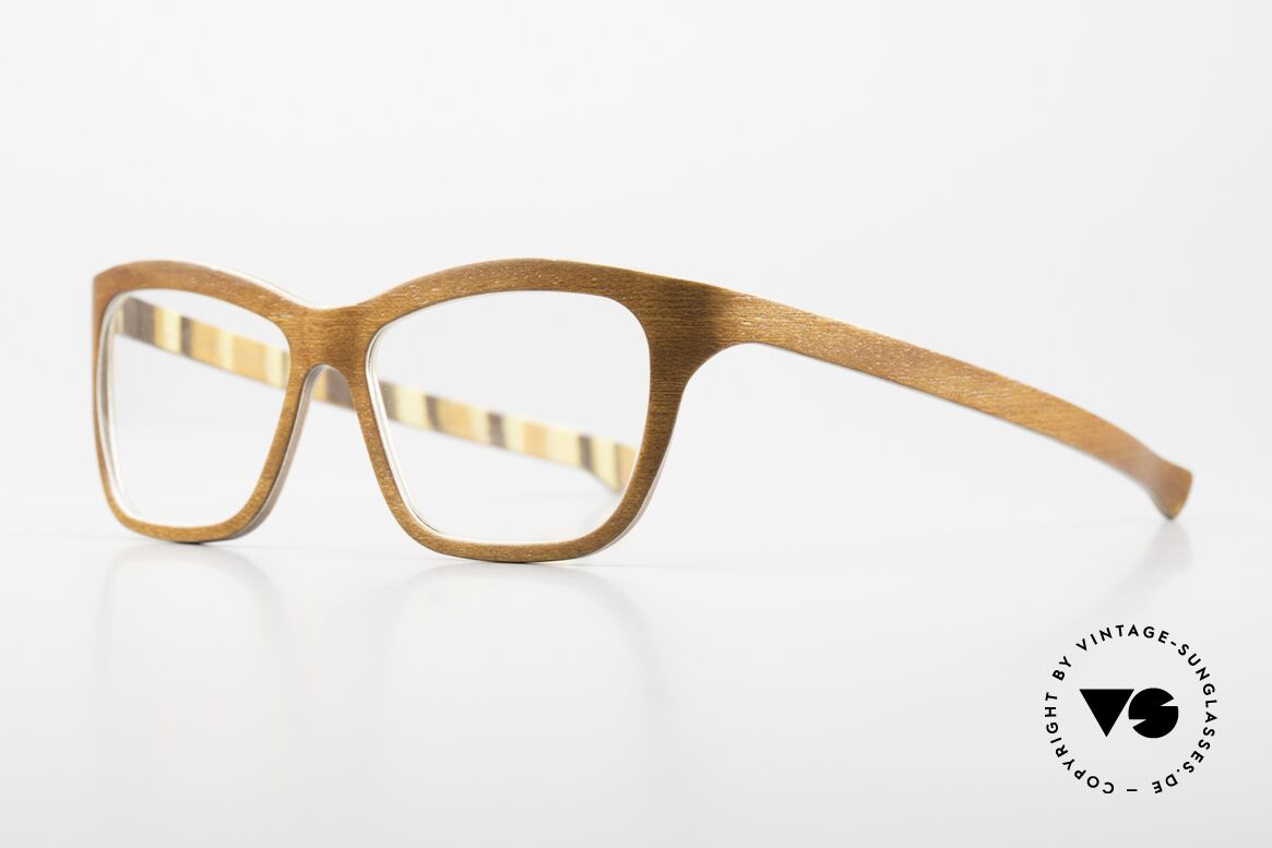 W-Eye 404 Unisex Holzbrille aus Italien, dann mit Alufolien kombiniert; siehe www.w-eye.it, Passend für Herren und Damen